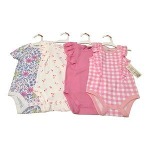 NWT Cat & Jack Baby Girl Onesies Set of 4 Bundle 6-9M